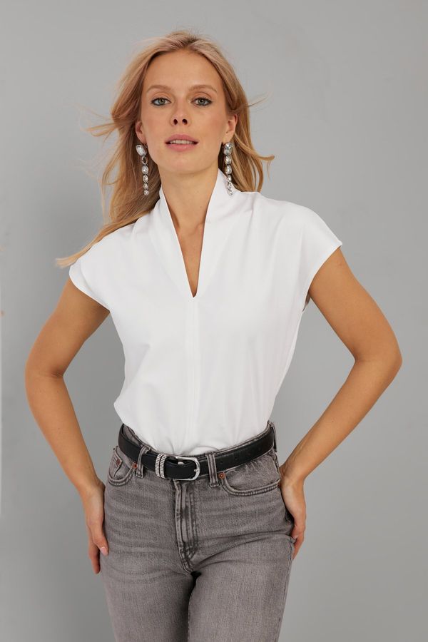 Cool & Sexy Cool & Sexy Women's White V-Neck Blouse