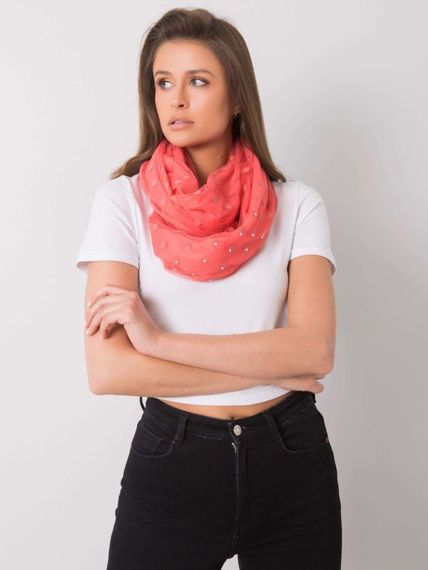 Fashionhunters Coral polka dot scarf with patch