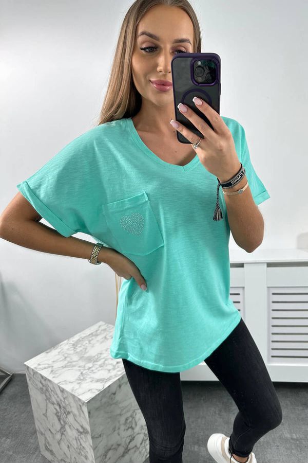 Kesi Cotton blouse with mint pocket