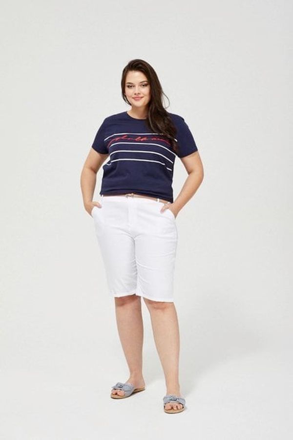 Moodo Cotton shorts with belt - white