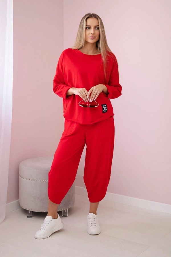 Kesi Cotton sweatshirt and trousers set red