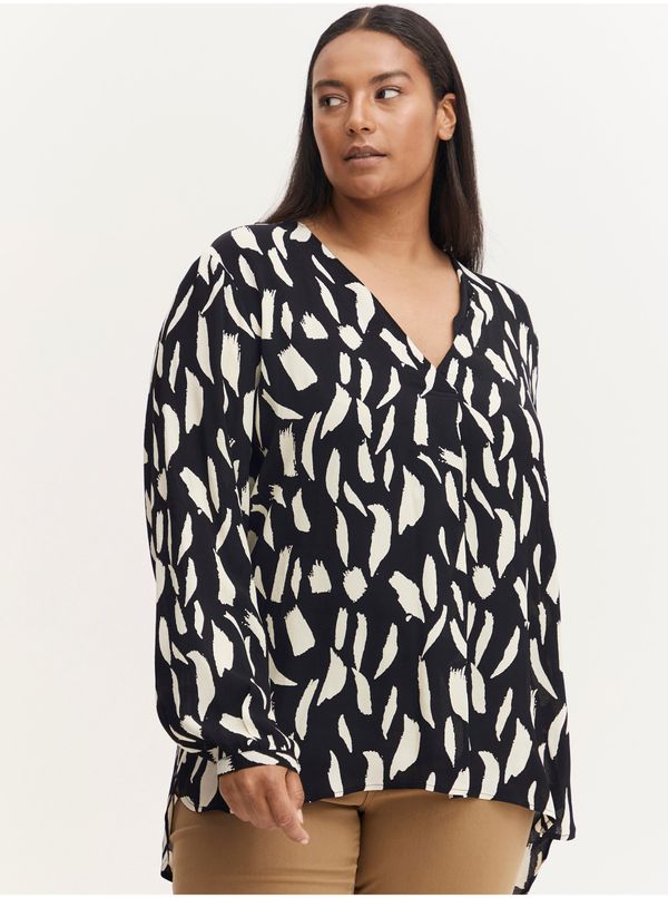 Fransa Cream-black patterned blouse with an elongated back Fransa - Ladies