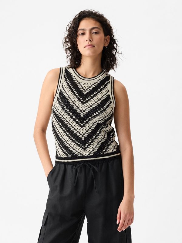 GAP Cream-black women's crochet top GAP