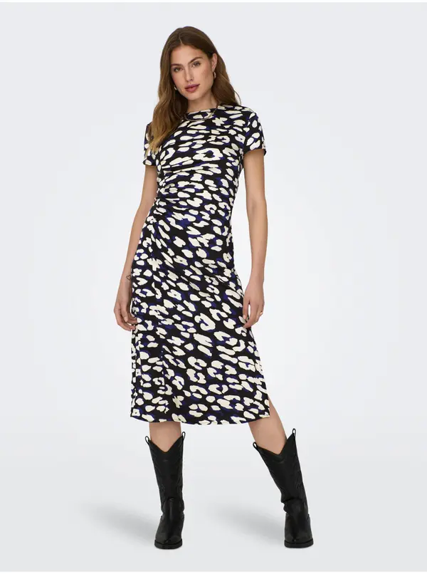 JDY Cream-black women's patterned dress JDY Urba - Women