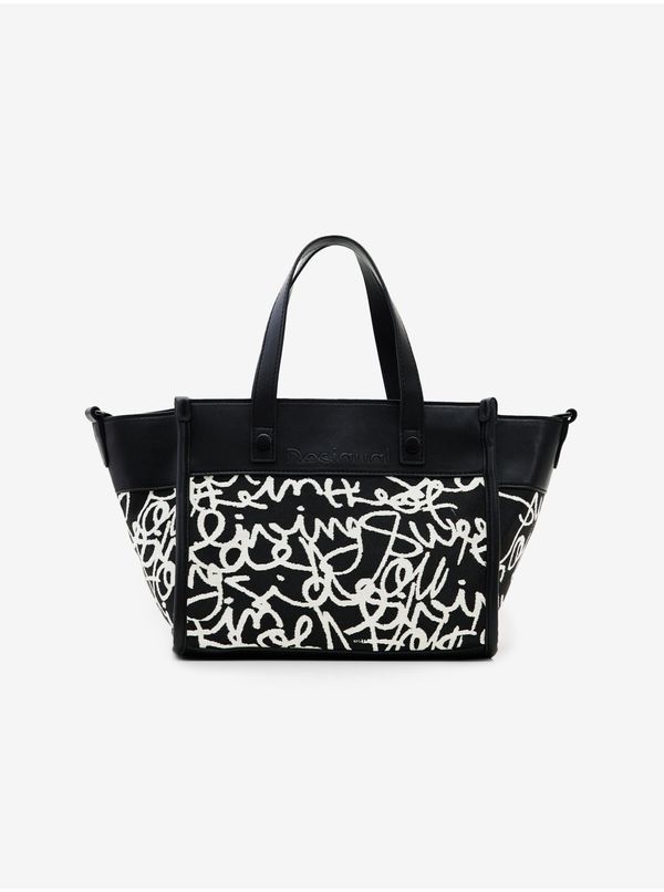 DESIGUAL Cream-Black Women's Patterned Handbag Desigual Lettering Guimar Mini - Women