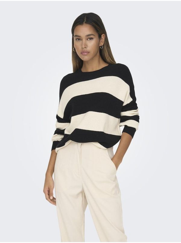 Only Cream-black women's striped sweater ONLY Latia - Women's