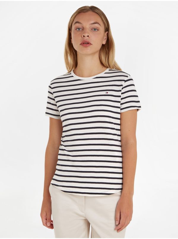 Tommy Hilfiger Cream-Black Women's Striped T-Shirt Tommy Hilfiger - Women