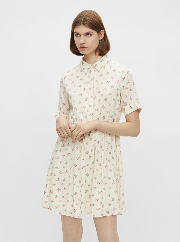 Pieces Cream Floral Shirt Dress Pieces Thea - Women