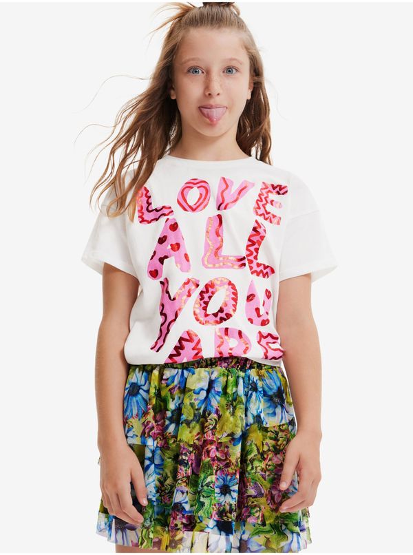 DESIGUAL Cream Girls' T-Shirt Desigual Laya - Girls