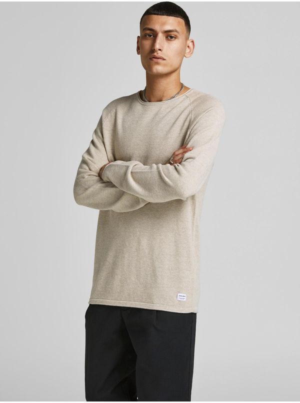 Jack & Jones Cream Men's Basic Sweater Jack & Jones Ehill - Men