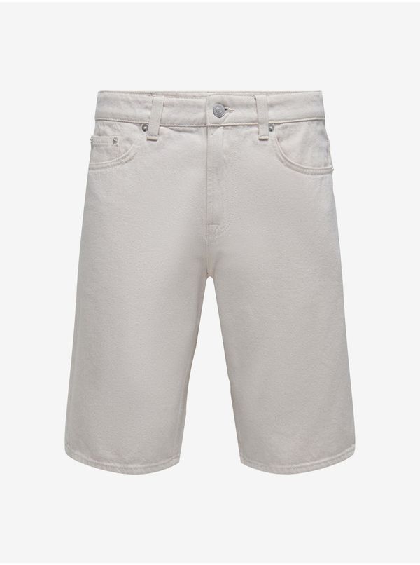 Only Cream Mens Denim Shorts ONLY & SONS Avi - Men