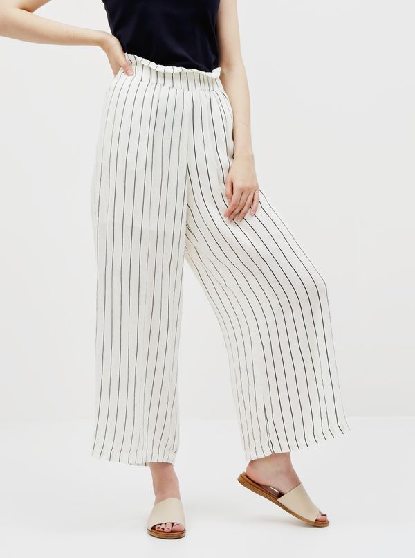 Noisy May Cream Striped Trousers Noisy May Fleur - Women