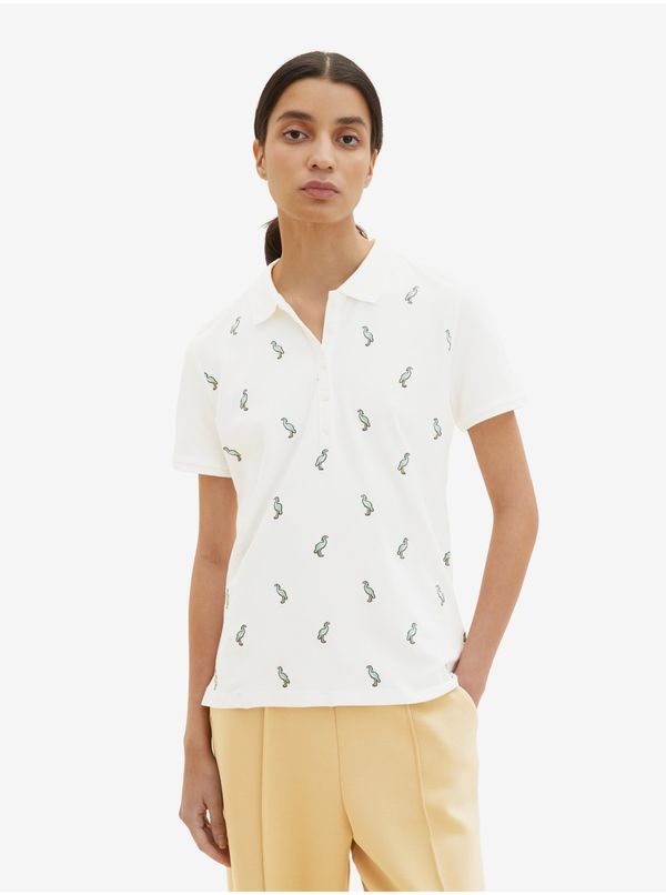 Tom Tailor Cream Women's Patterned Polo T-Shirt Tom Tailor - Women