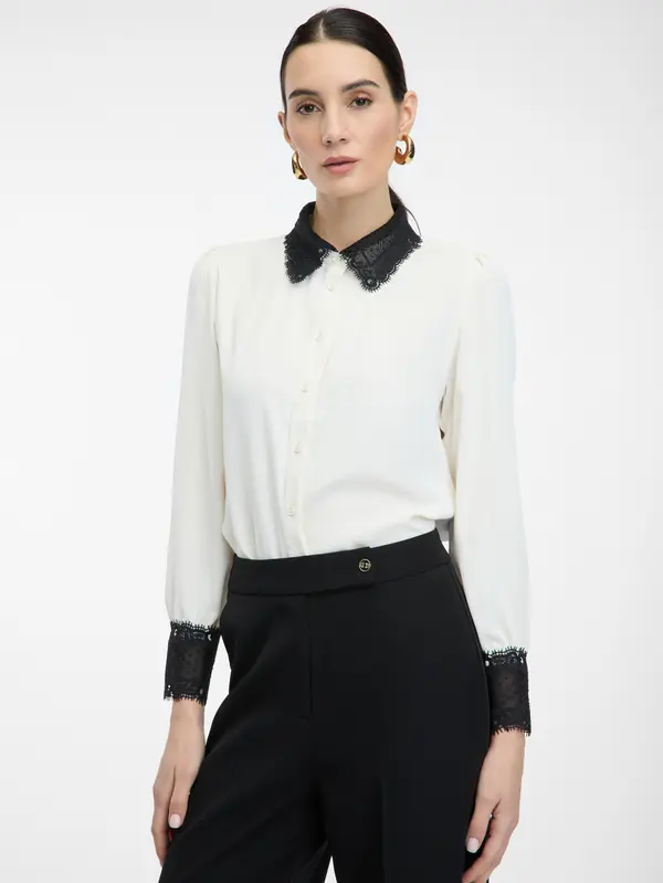 Orsay Cream Women's Shirt with Contrasting Collar ORSAY - Women's