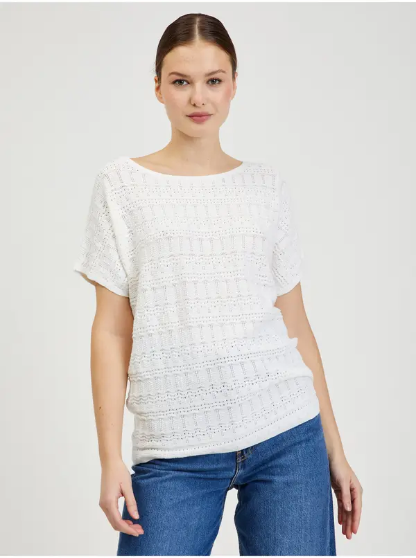 Orsay Cream Women's Short Sleeve Sweater ORSAY - Women