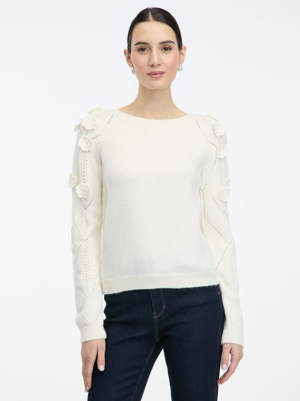 Orsay Cream women's sweater with floral application ORSAY - Women