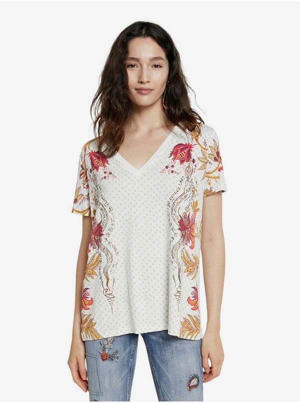 DESIGUAL Cream Women's T-Shirt Desigual TS Praga - Women