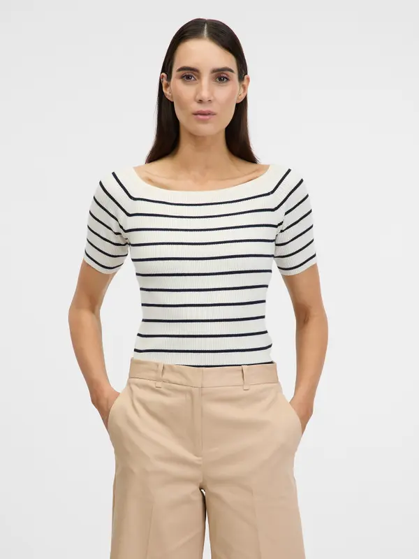 Orsay Cream women's T-shirt with three-quarter sleeves ORSAY - Women's