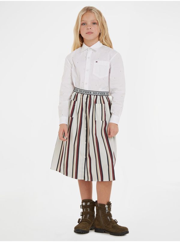 Tommy Hilfiger Creamy Girly Striped Midi Skirt Tommy Hilfiger - Girls