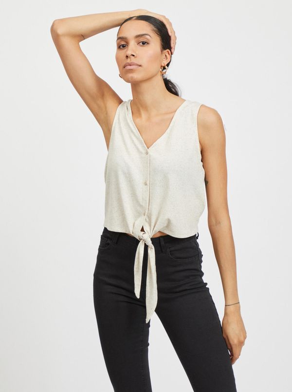 Vila Creamy Short Top with Tie VILA Anika - Women