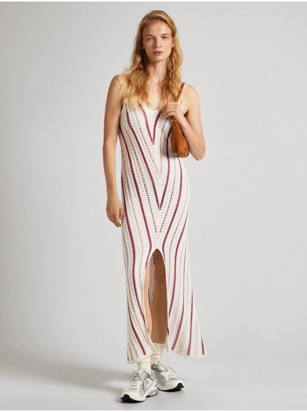 Pepe Jeans Creamy Women's Knitted Maxi Dress Pepe Jeans Ginny - Women