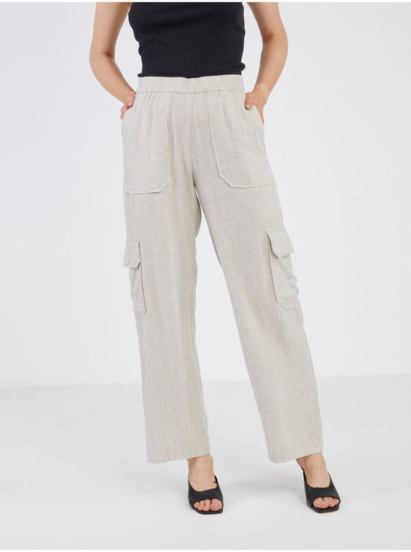 Noisy May Creamy women's trousers with linen blend Noisy May Leilani