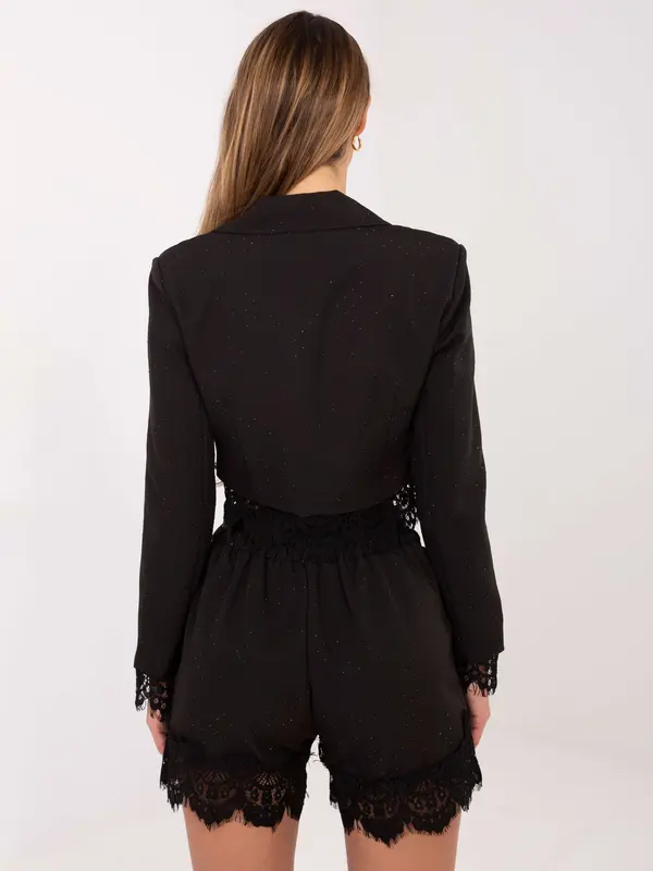Italy Moda Črn čipkasti ansambel