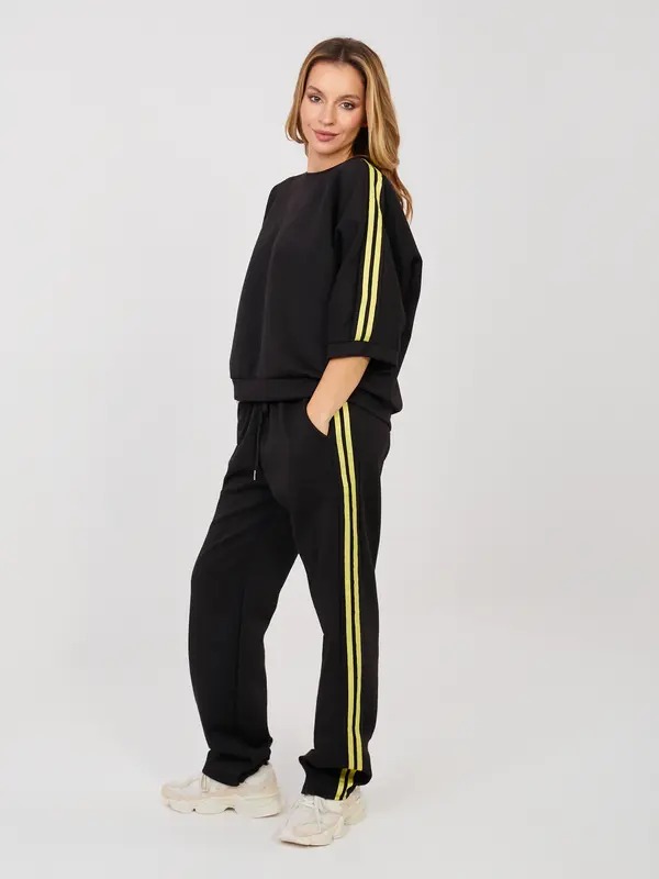 RUE PARIS Črn dvodelni komplet