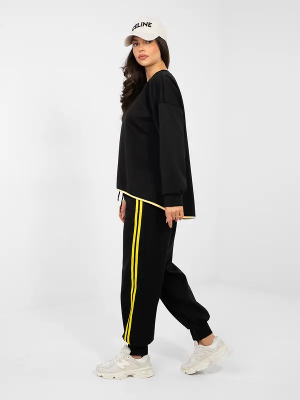 RUE PARIS Črn komplet s črtami