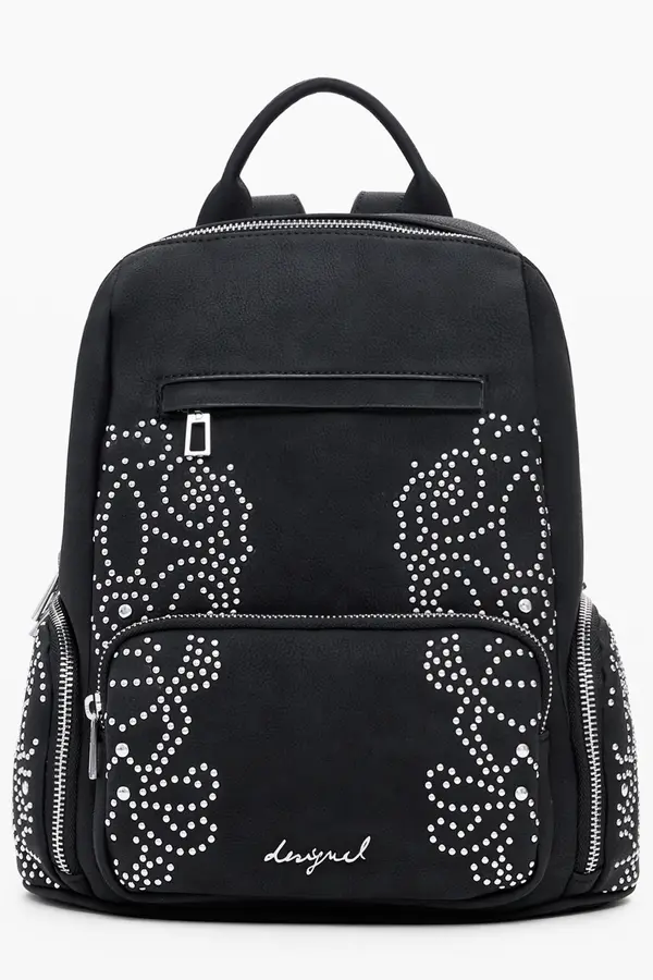 DESIGUAL Črn modni nahrbtnik z okrasnimi detajli