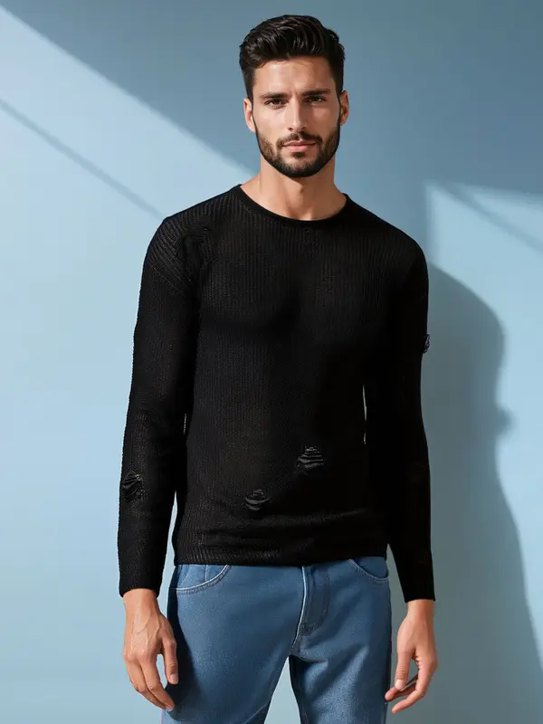 DStreet Črn moški pulover Dstreet