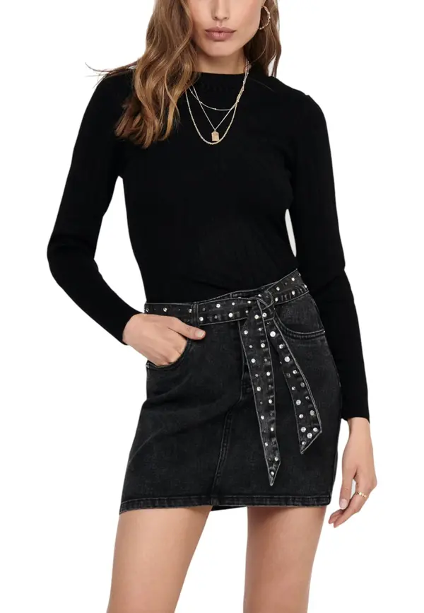 Jacqueline de Yong Črn osnovni pulover z dolgimi rokavi