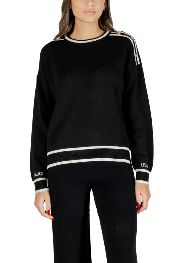 Liu Jo Črn pulover Liu Jo s črtami