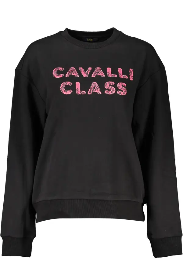 Cavalli Class Črn pulover s kapuco Cavalli Class