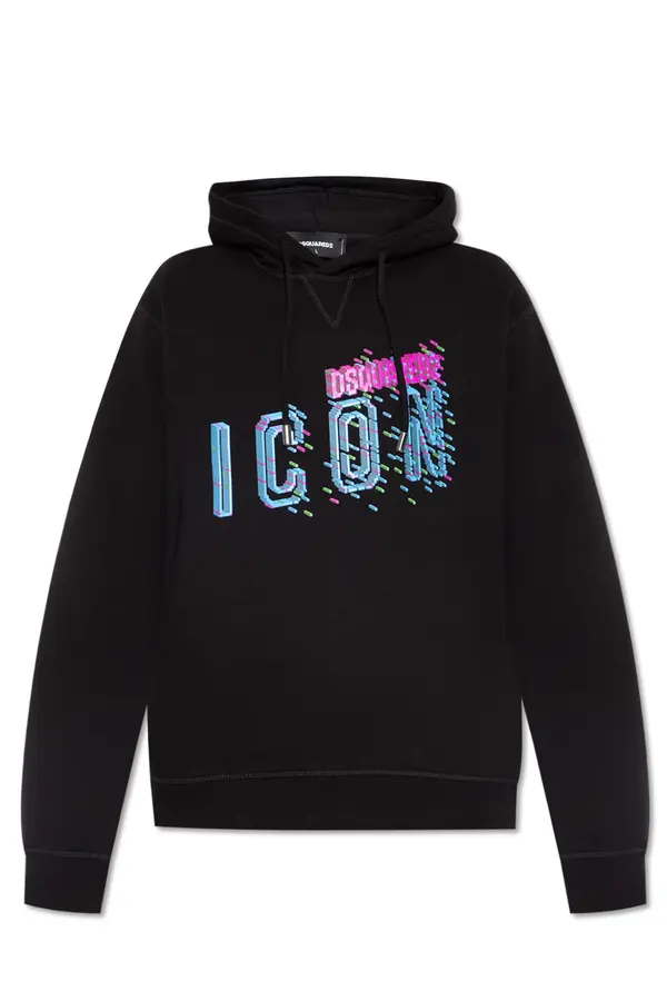 Dsquared Črn pulover s kapuco Dsquared