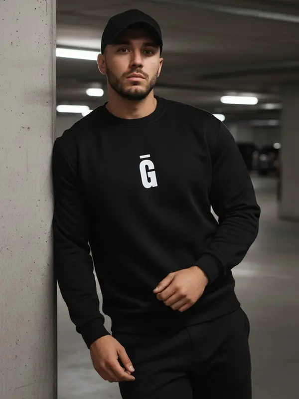 DStreet Črn pulover s potiskom G