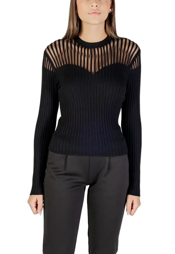 Morgan De Toi Črn pulover s prosojnimi detajli