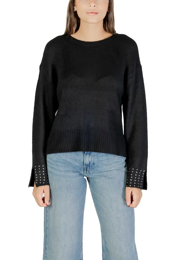 Only Črn pulover z okrasnimi rokavi