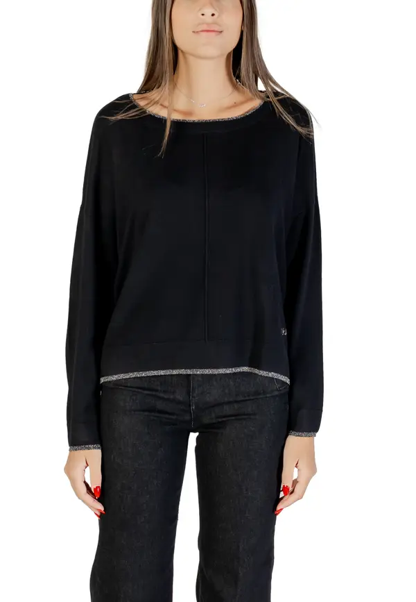 Liu Jo Črn pulover z okroglim ovratnikom Liu Jo