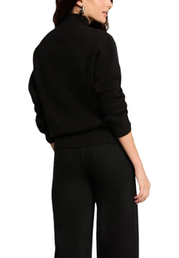 Morgan De Toi Črn pulover z ovratnikom in okrasnimi gumbi