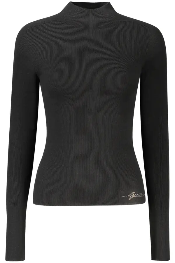 GUESS JEANS Črn pulover z ovratnikom