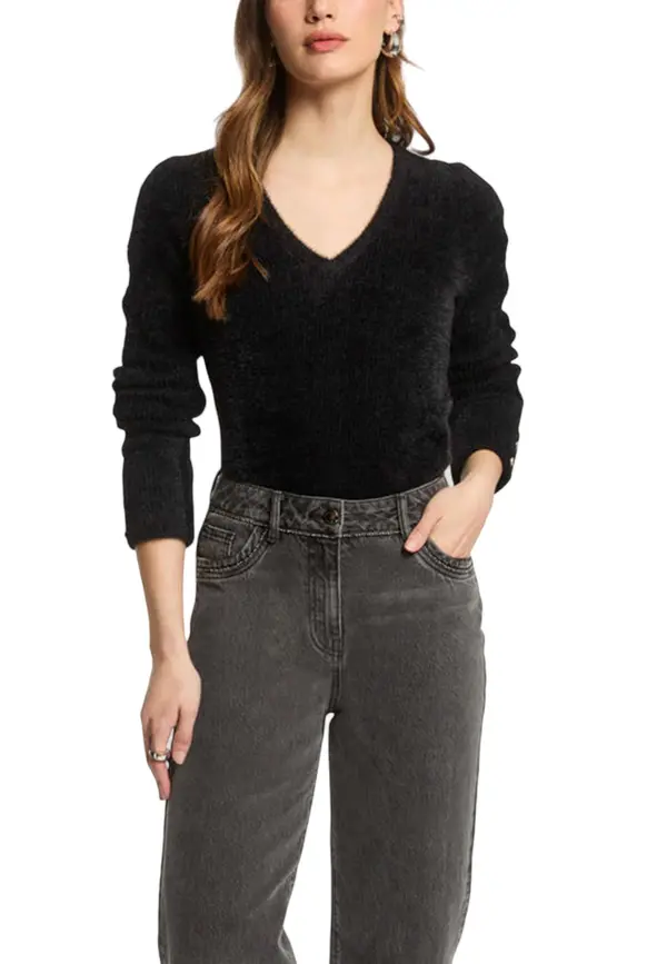 Morgan De Toi Črn pulover z V-izrezom