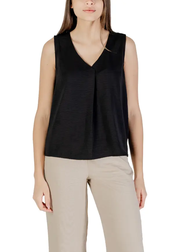 Only Črn top brez rokavov z V-izrezom
