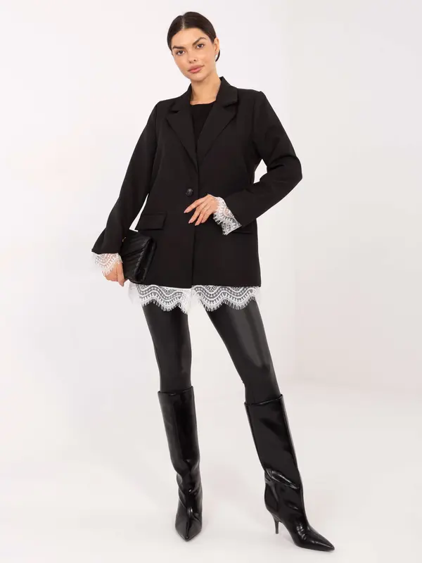 Italy Moda Črn ženski blazer