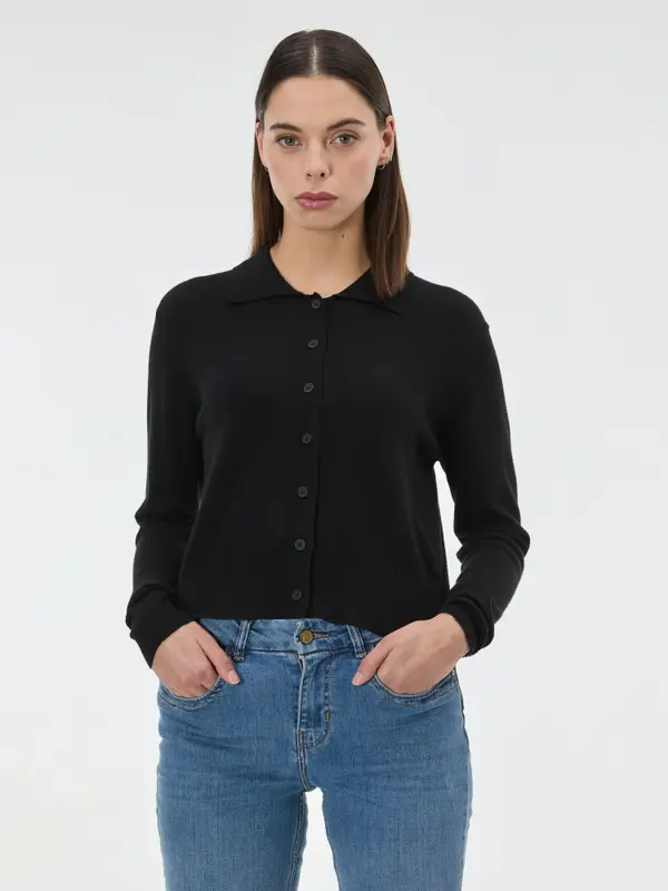 Orsay Črn ženski pulover z ovratnikom ORSAY