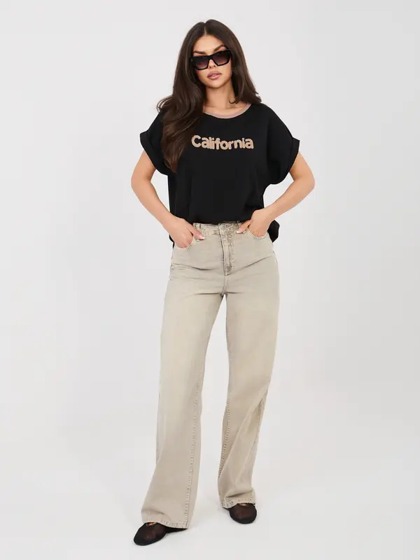 RELEVANCE Črna asimetrična kalifornijska bluza