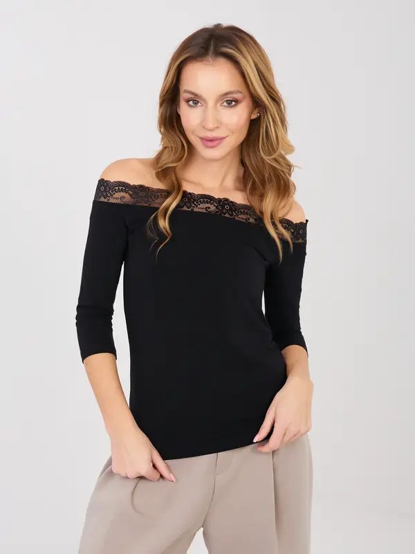 RUE PARIS Črna bluza s 3/4 rokavi