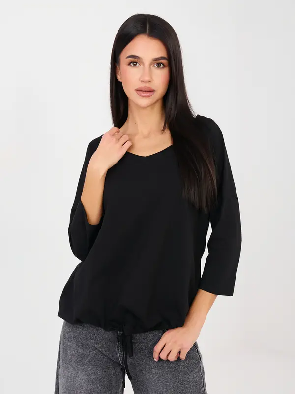 RUE PARIS Črna bluza s 3/4 rokavi