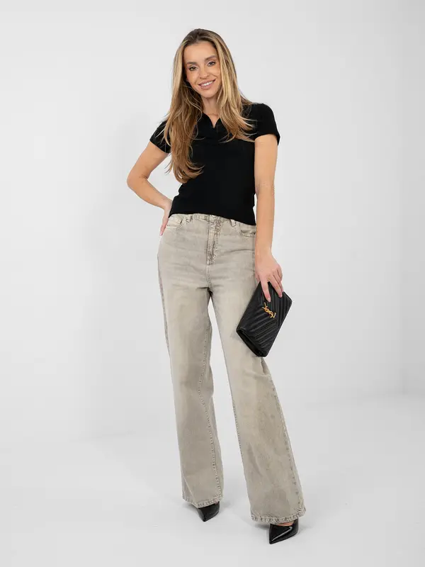 Factory Price Črna bluza s kratkimi rokavi