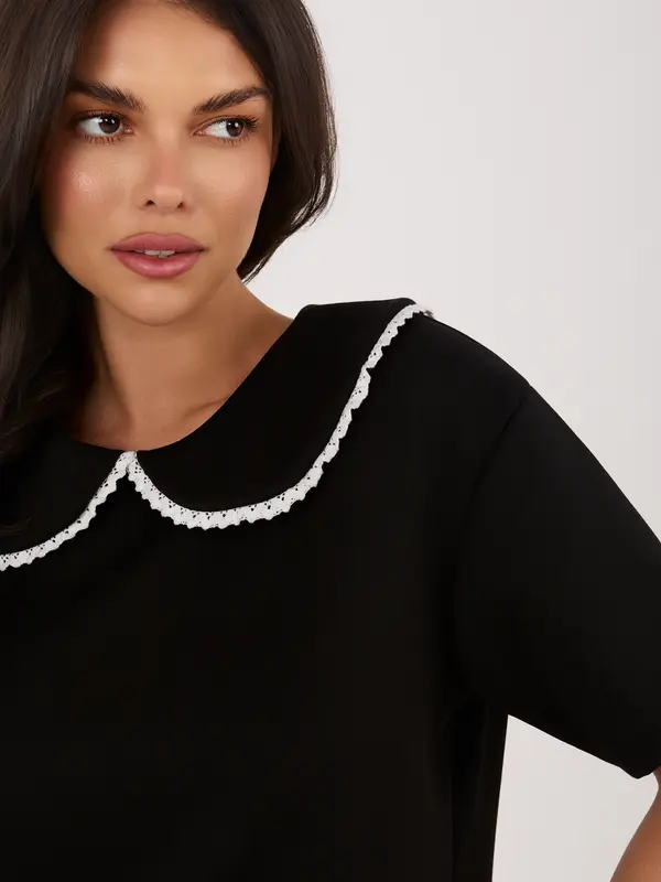 Italy Moda Črna bluza s kratkimi rokavi